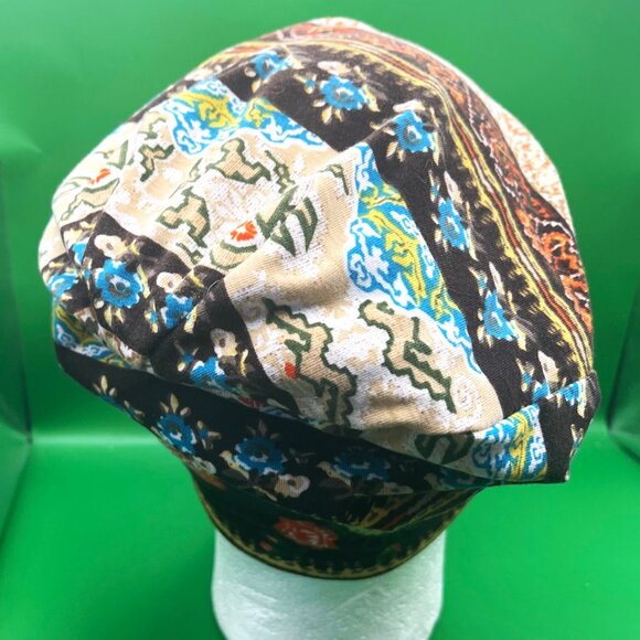 Boho Floral Slouchy Beanie Chemo Hat Turban Cap Patchwork Print Hippie Knit - Picture 3 of 9